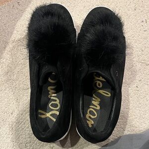 Sam Edelman Black Fur Sneakers